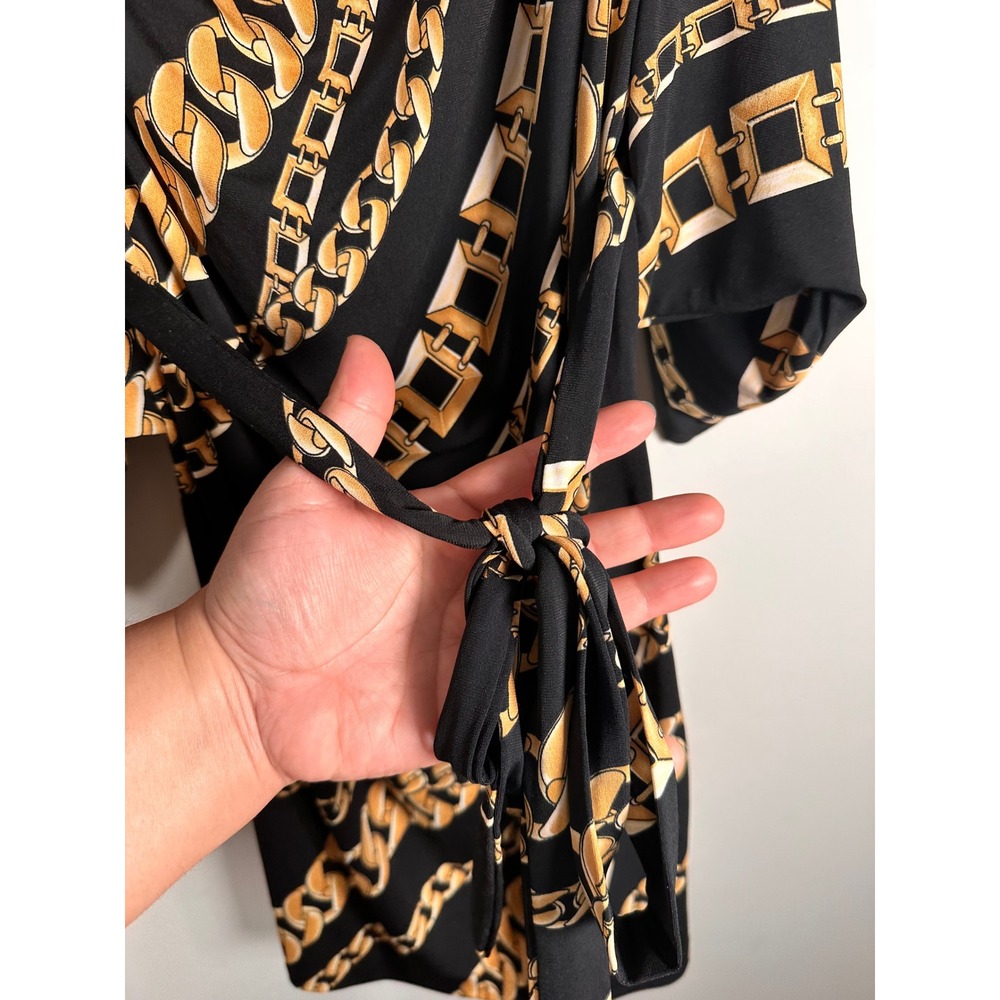 Vintage Y2K Cache Black and Gold Chain Print Dress Hip Hop Baby Phat Glam XS - Picture 4 of 8